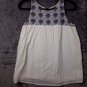 Abercrombie & Fitch Dress Womens Medium White Blue Sleeveless Boho Tank Top